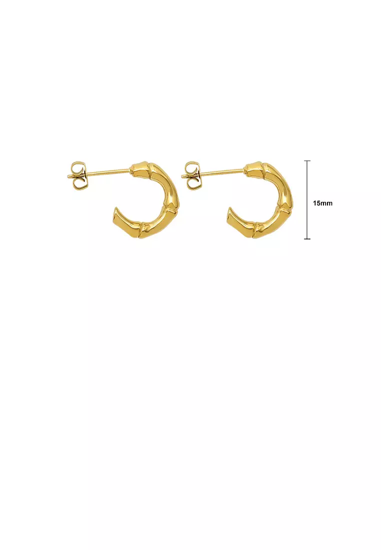 Simple and Exquisite Plated Gold 316L Stainless Steel Bamboo Geometric Stud Earrings