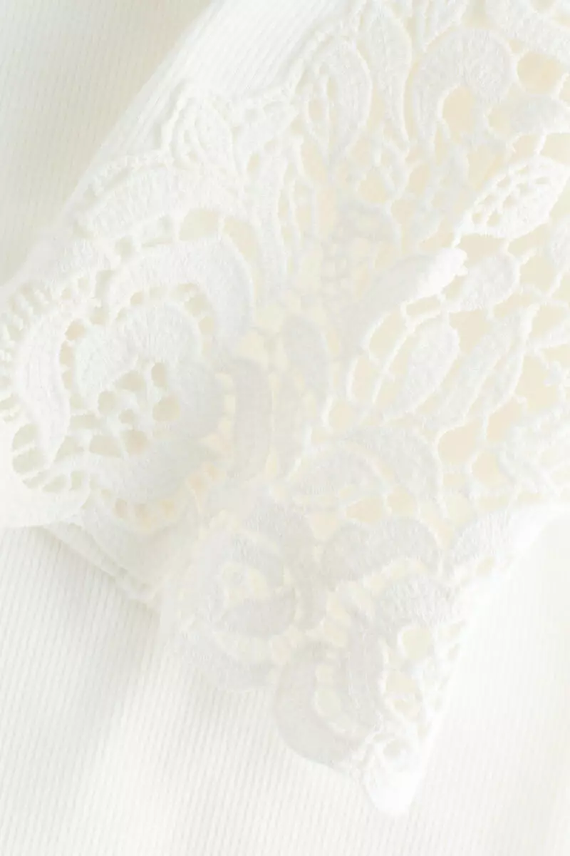 Ribbed lace-inset top
