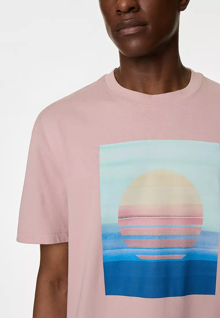 Pure Cotton Sunset Graphic T-Shirt