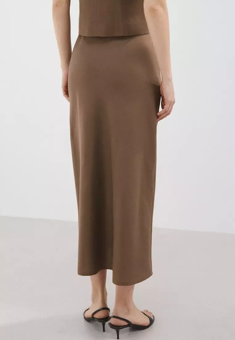 Linen-Blend Straight Skirt