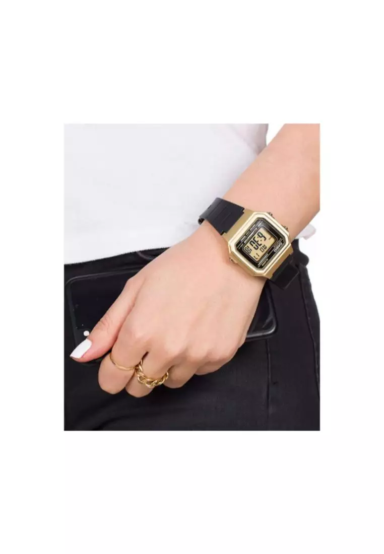 Men's Digita Watch W-217HM-9AV Gold dial with Black Resin Band
