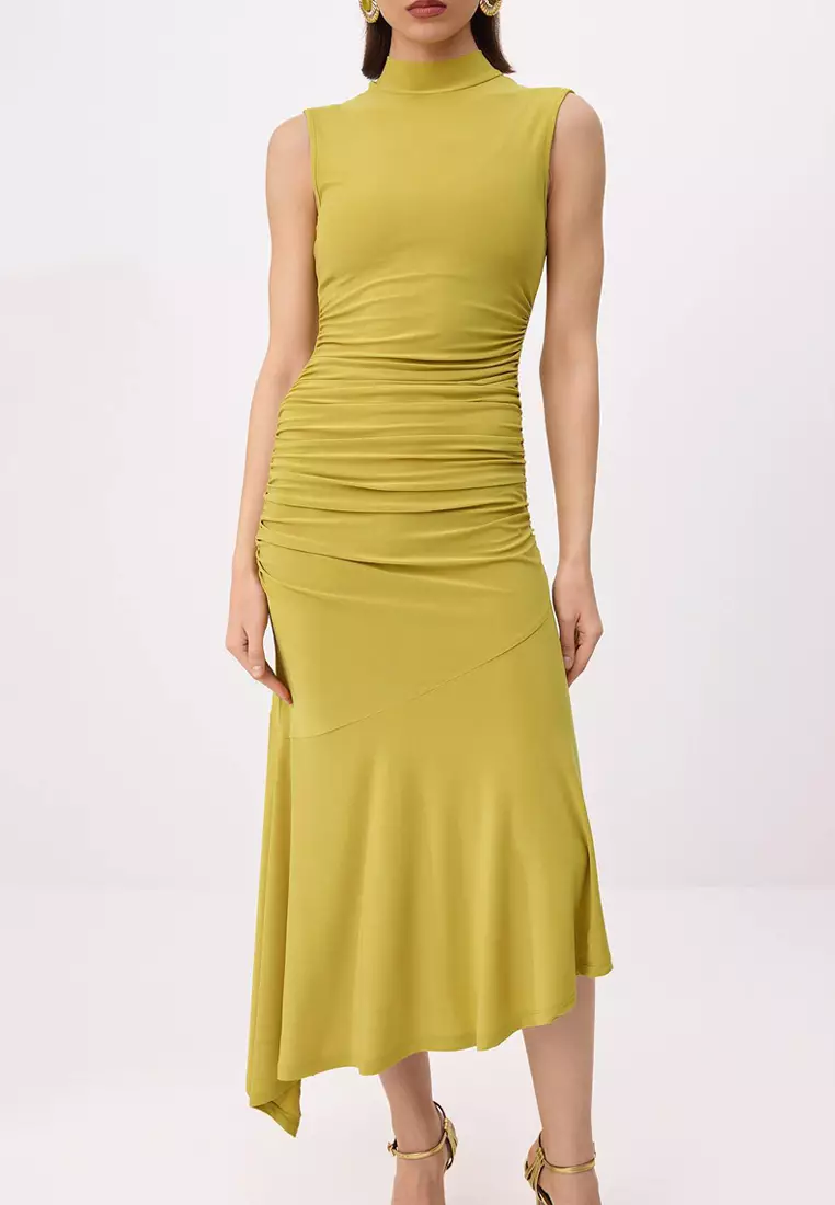 Oil Green Red Skirt Hem Ruffle Detailed Knitted Stylish Evening Dress Night Graduation Dress Tprss25El5