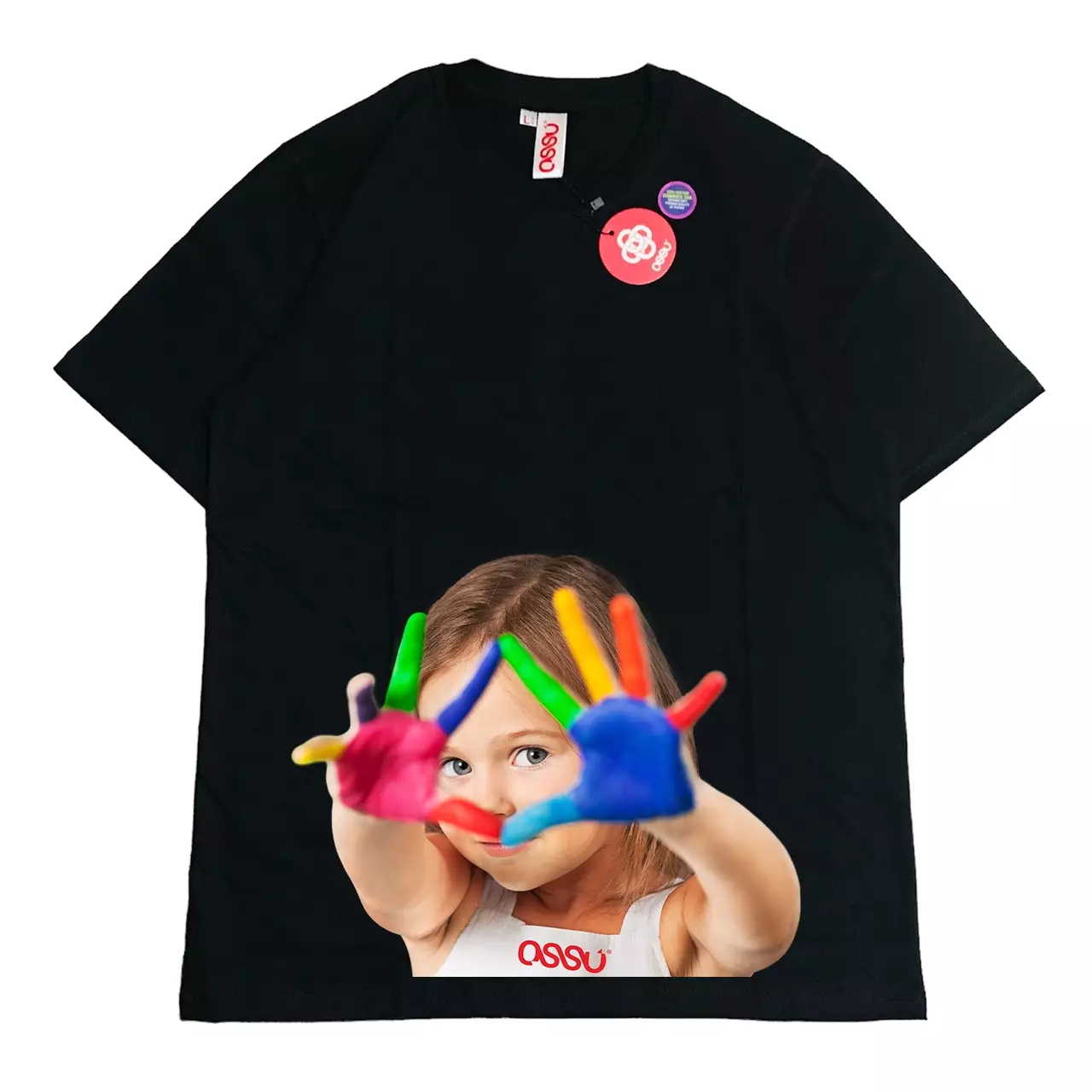 Ossu Peek A Boo Printed Black Tshirt