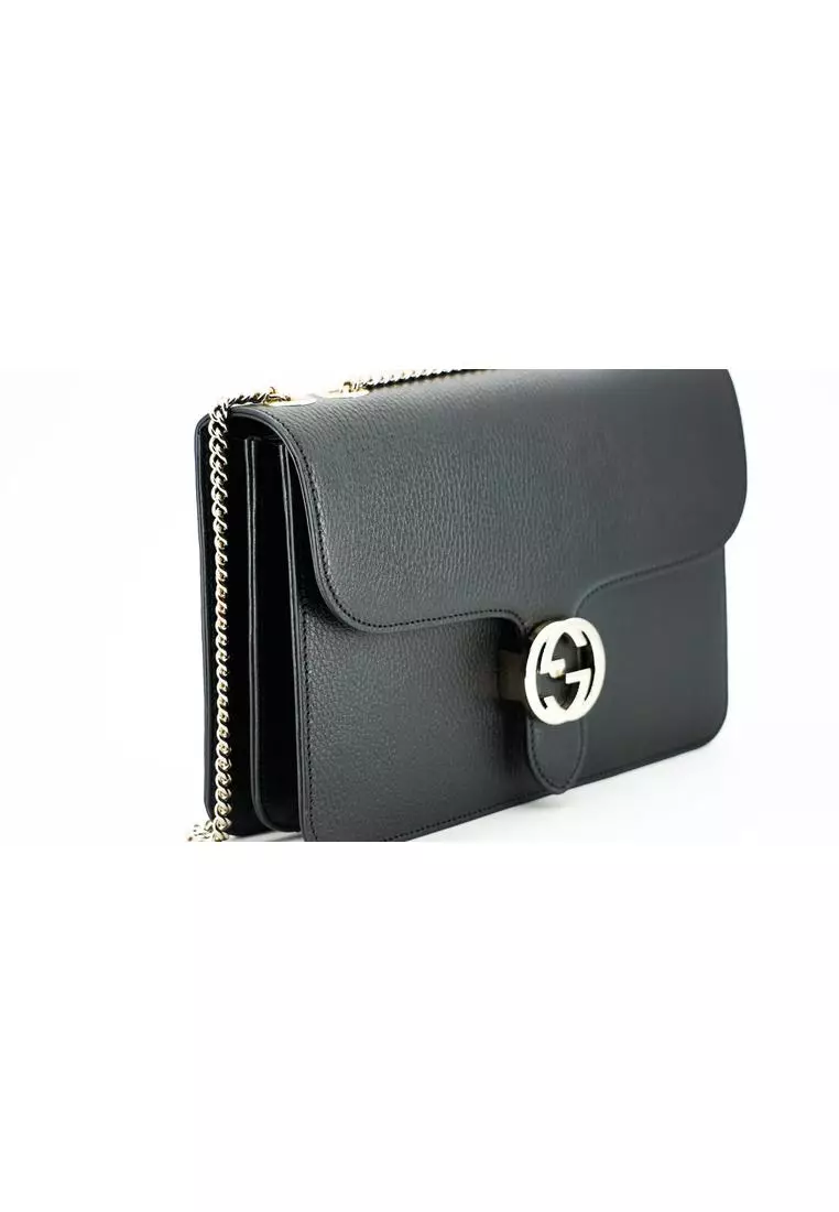 Black gucci purse with best sale silver chain