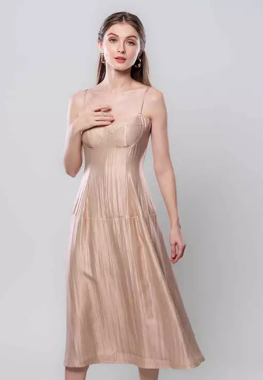 Orivelle Sleeveless Satin Dress with Adjustable Strap
