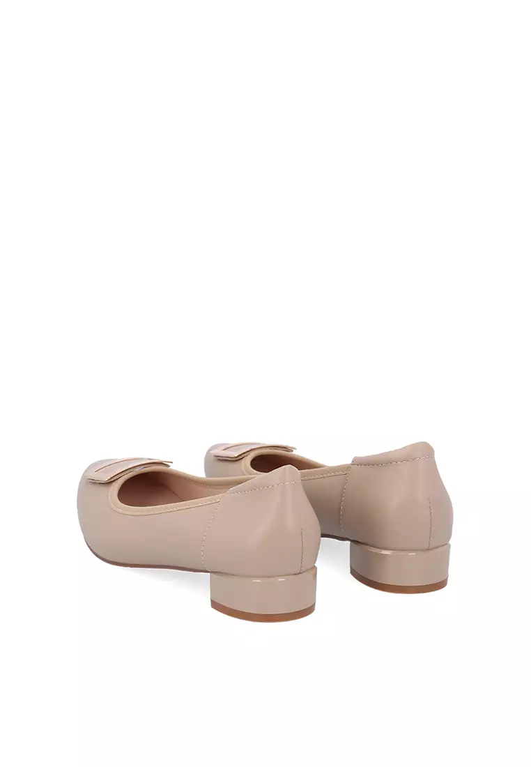 Khaki CR Talia Buckled Pumps