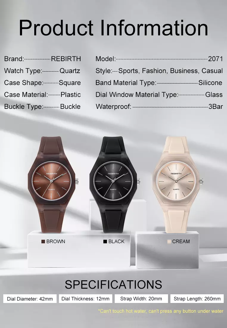 Jam Tangan Wanita Simple Analog Tali Silicone Anti Air Jam Tangan Cewek brown