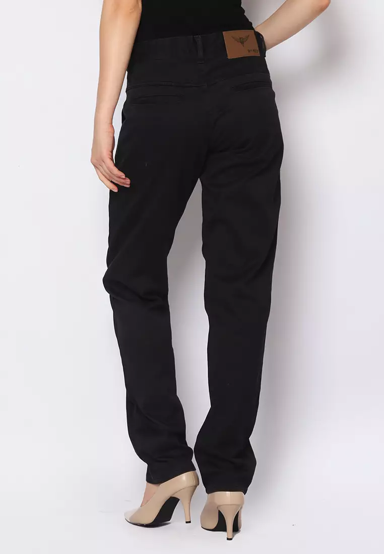 Twill Celana Panjang Wanita Slim Fit Cheerful Hitam 222501