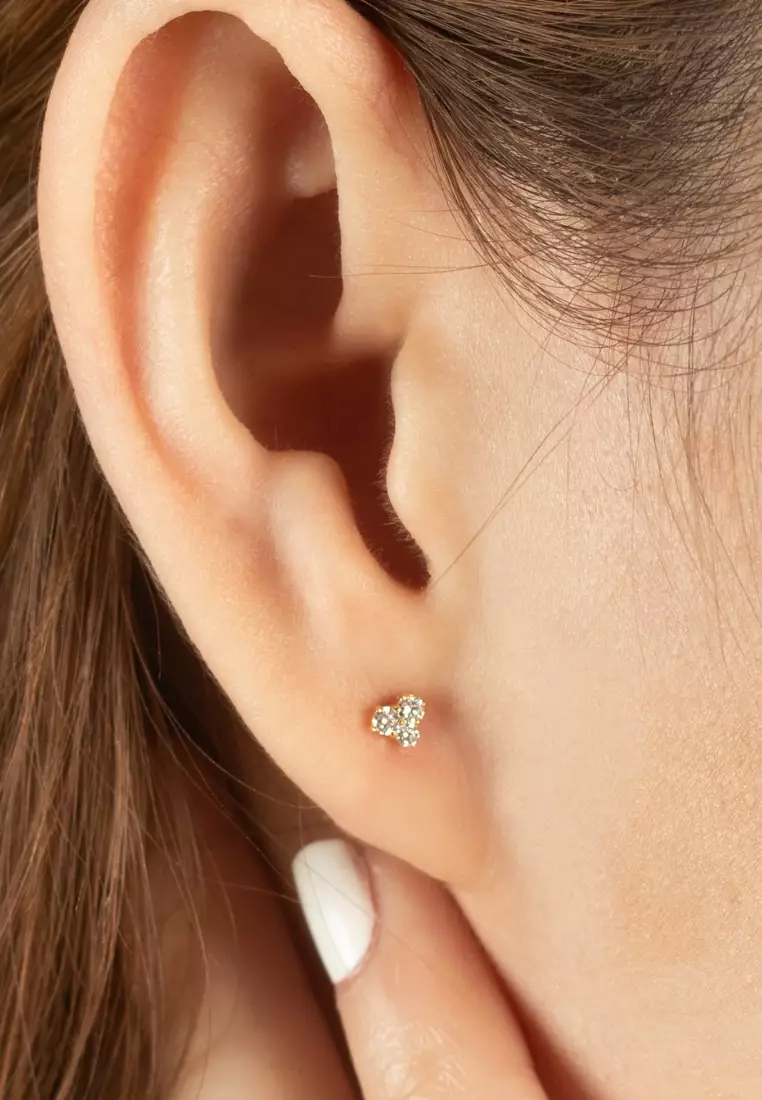 Diamond Mini Cluster Studs 14k Gold