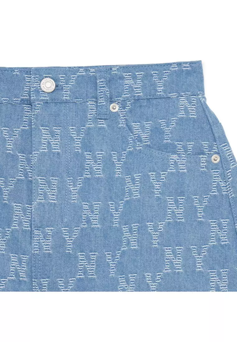 MLB WOMEN'S CLASSIC MONOGRAM JACQUARD DENIM SKIRT NEW YORK