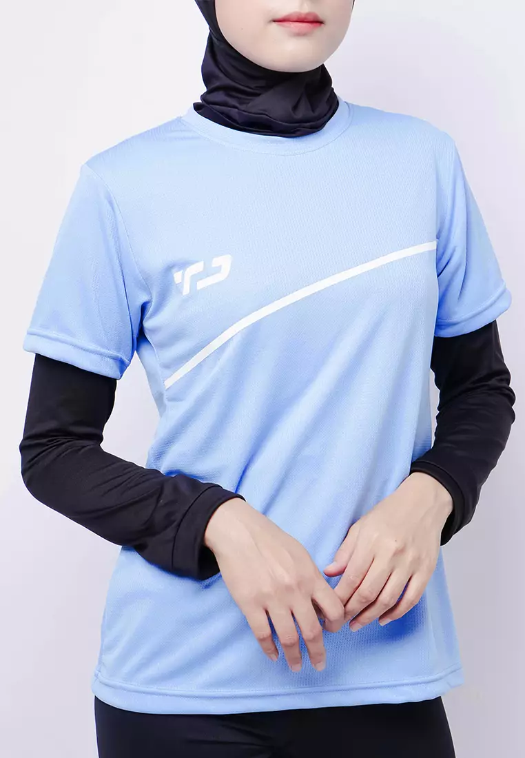 Td Active LSA58 S/S Kaos Olahraga Wanita Lds Sport Dakir Slash Biru Langit