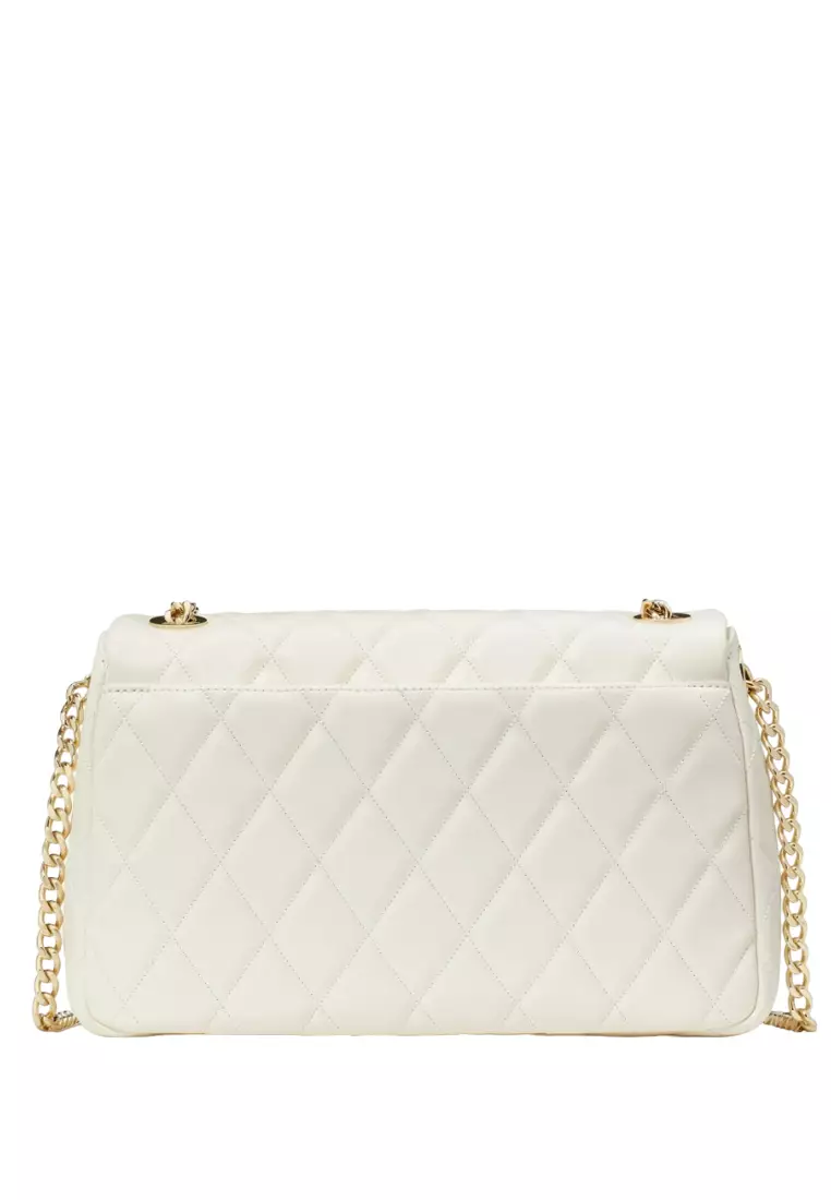 Carey Medium Flap Shoulder Bag - Meringue White