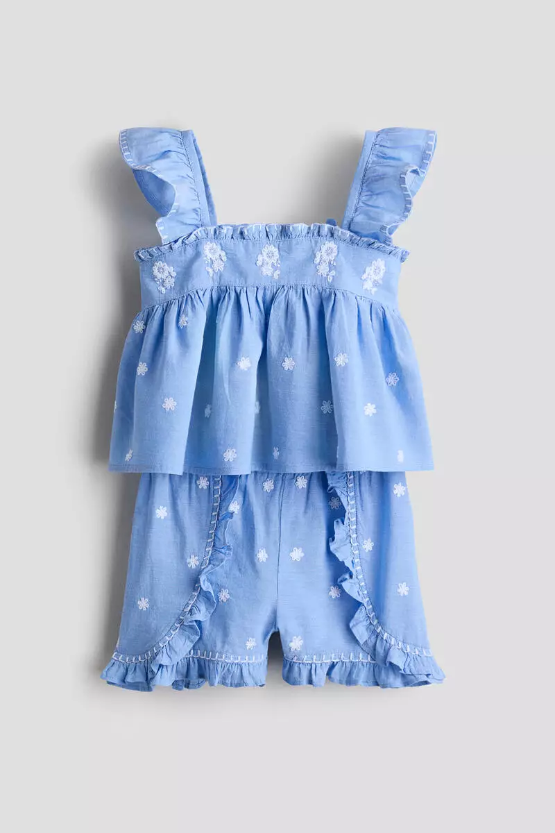 2-piece embroidered cotton set