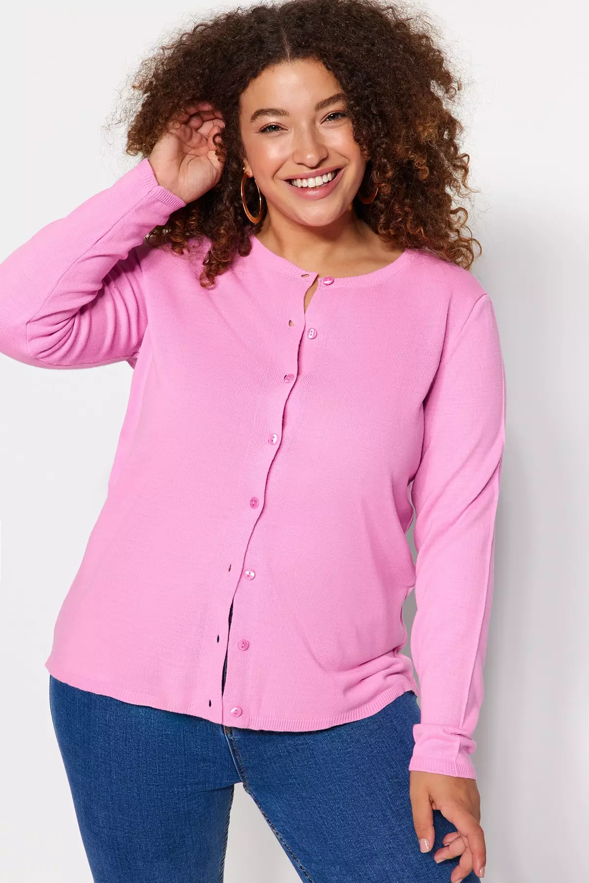 Buy Trendyol Plus Size Pink Knitwear Cardigan 2024 Online ZALORA