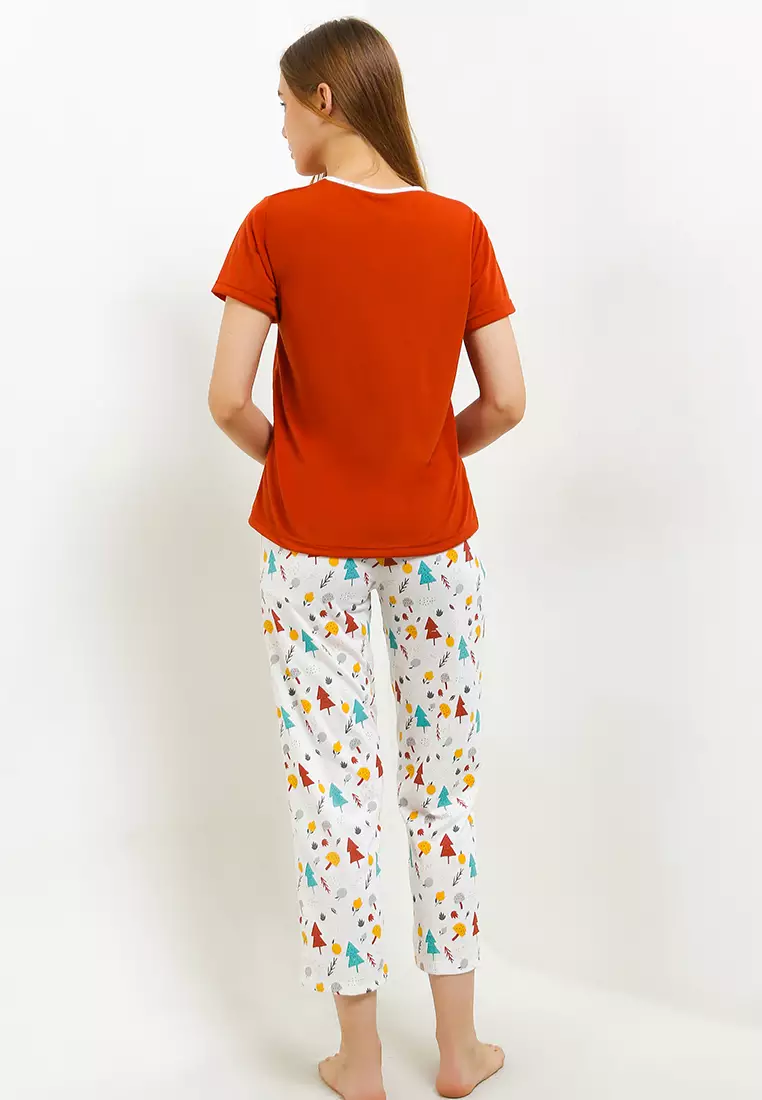 Pyjama Baju Tidur Short Sleeve Long Pants Sleepwear