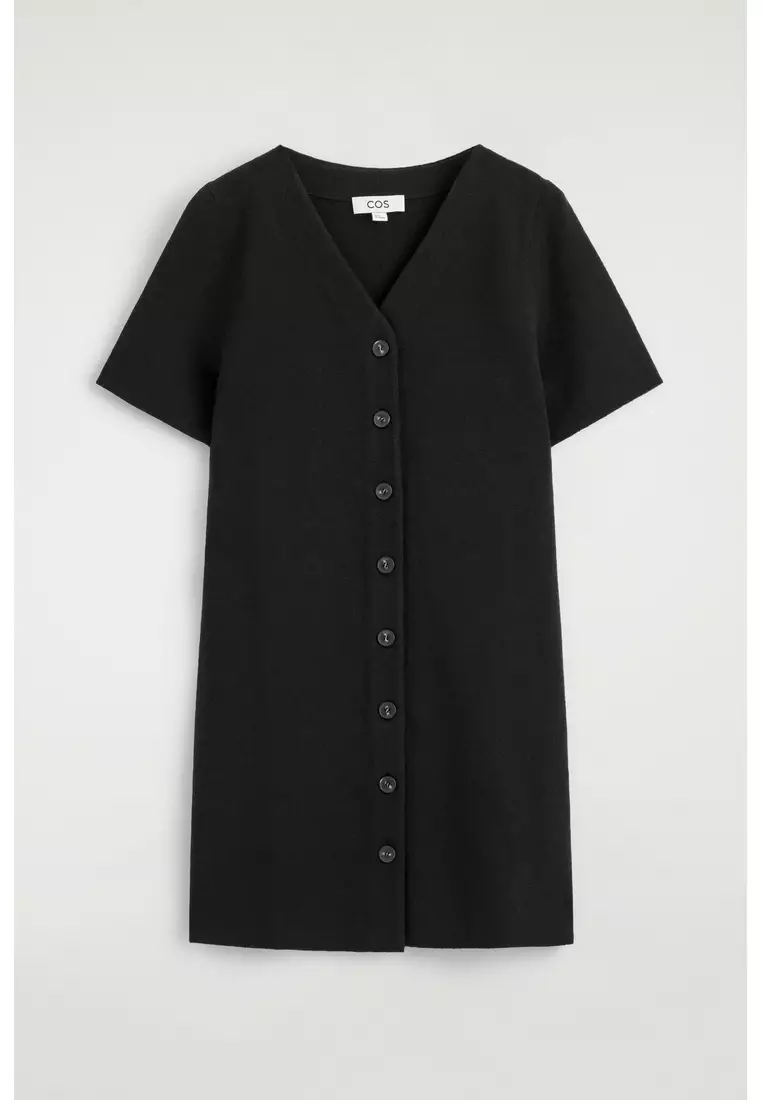 BUTTONED MILANO-KNIT MINI DRESS