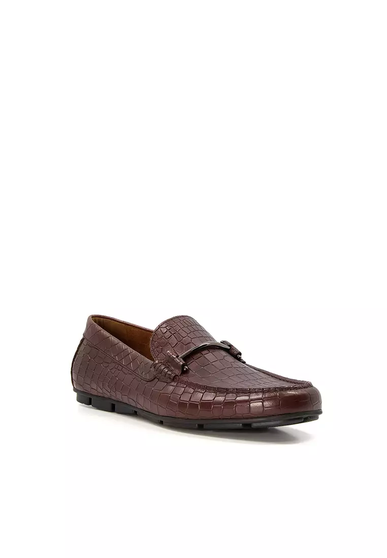 Discount on Dune London  shoes - SKU: Beyond Di Croc Embossed Loafer Shoes Brown