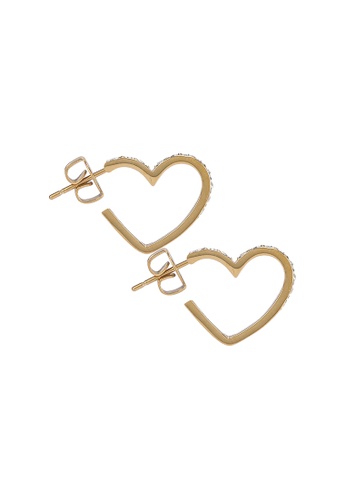 Guess yellow and gold Heart To Heart Earrings 17mm D93FDACD32DB11GS_1