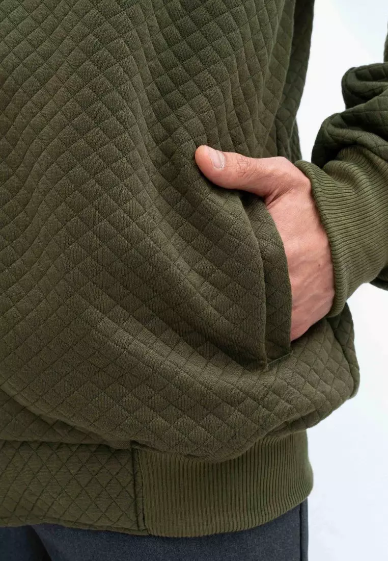 Houseofcuff Jaket Katun Outer Bomber Smart Casual Hijau Army