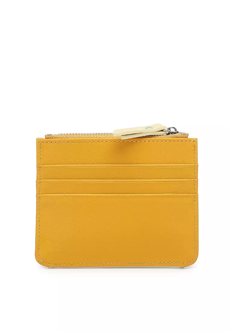 Women's Card Holder With Coin Compartment - Yellow