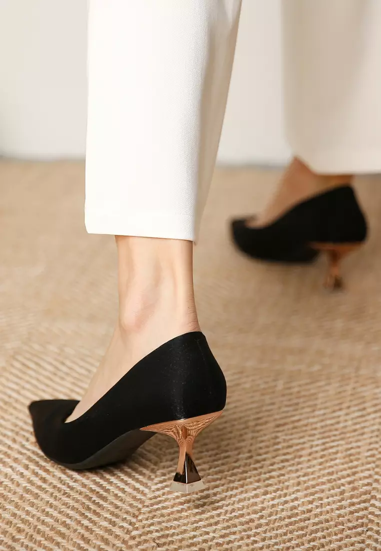 6CM Pointy Satin Fabric Pumps XJ317-1