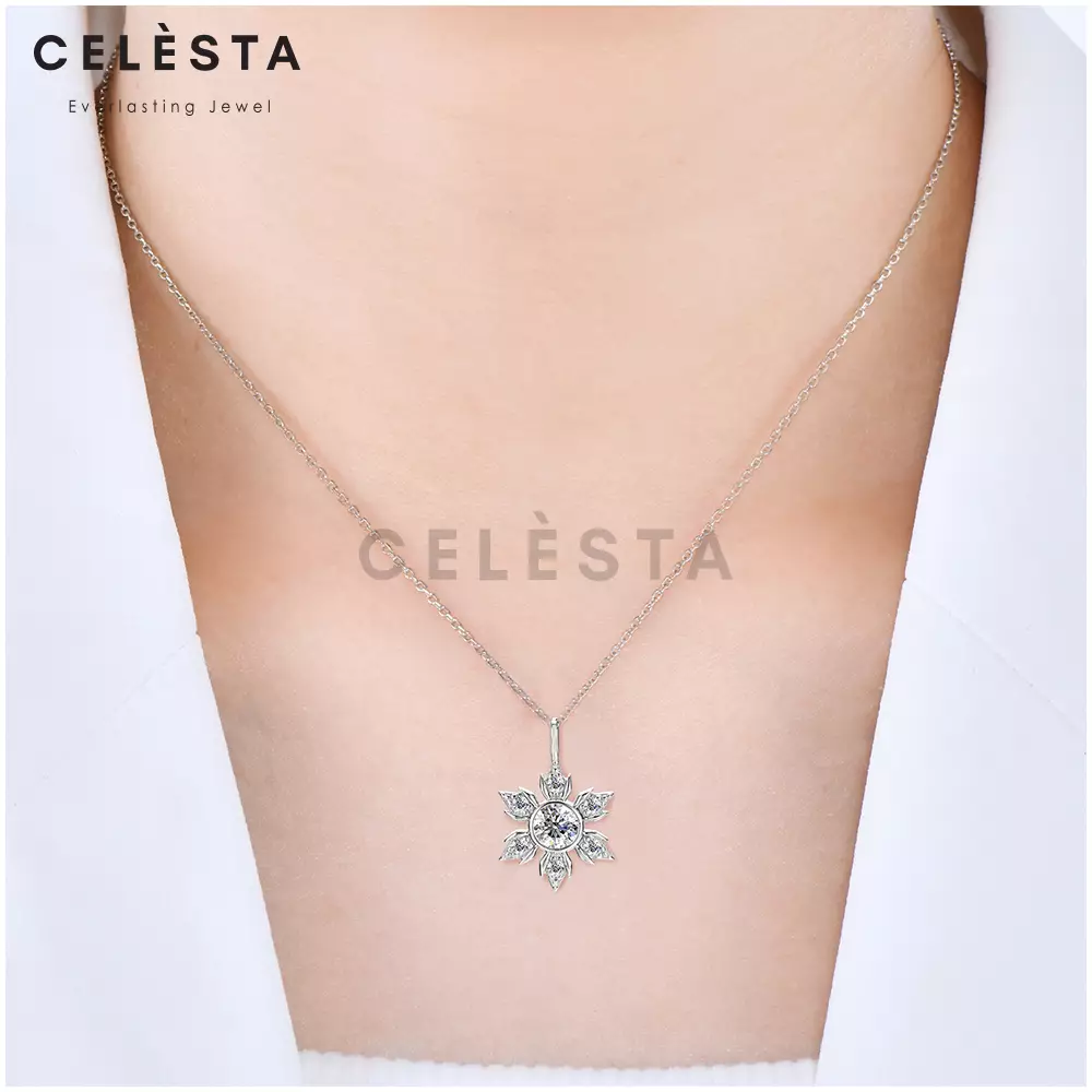 Berlian Moissanite Fauve Pendant [GRA CERTIFICATE MOISSANITE DIAMOND] - Kalung 0.5 CT Moissanite Diamond with 925 Silver CELESTA  by Her Jewellery