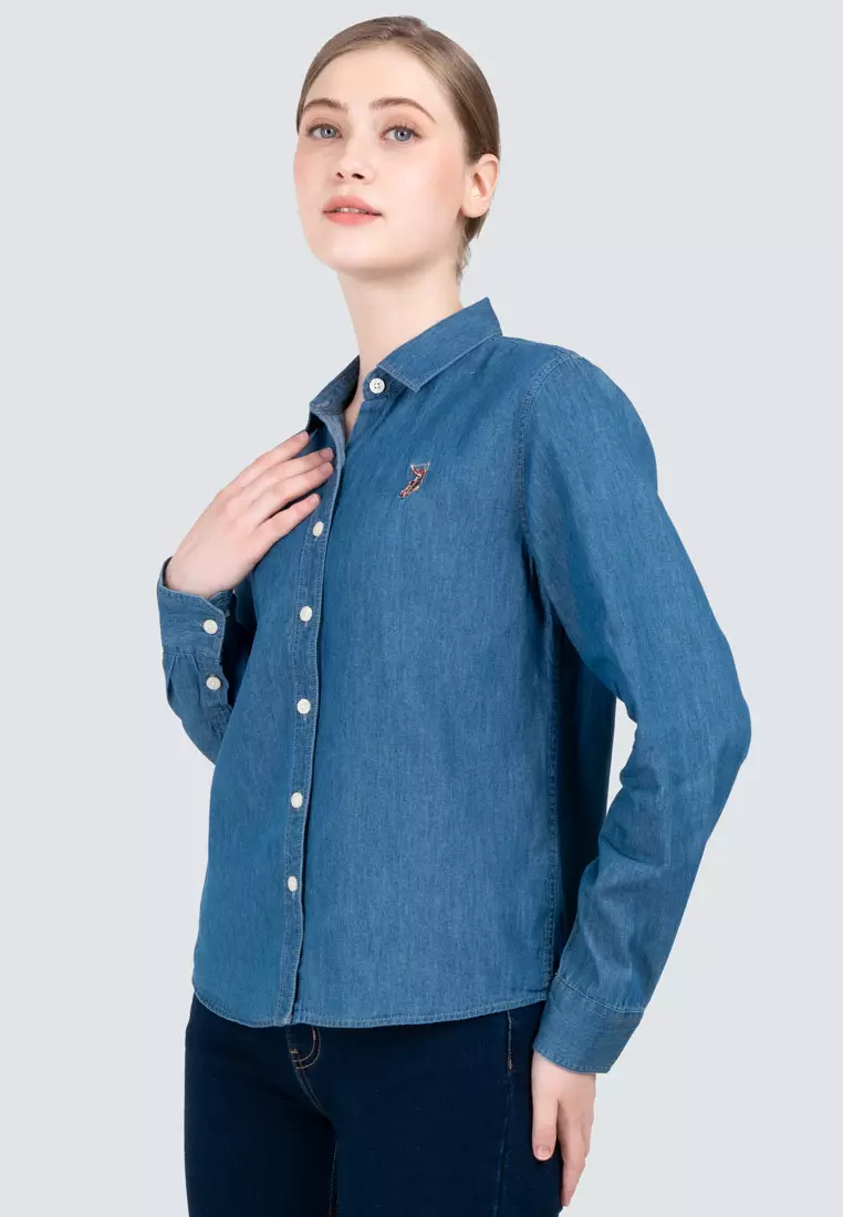 Polo Haus - Women’s Signature Fit Denim Long Sleeve Shirt WWLSV002