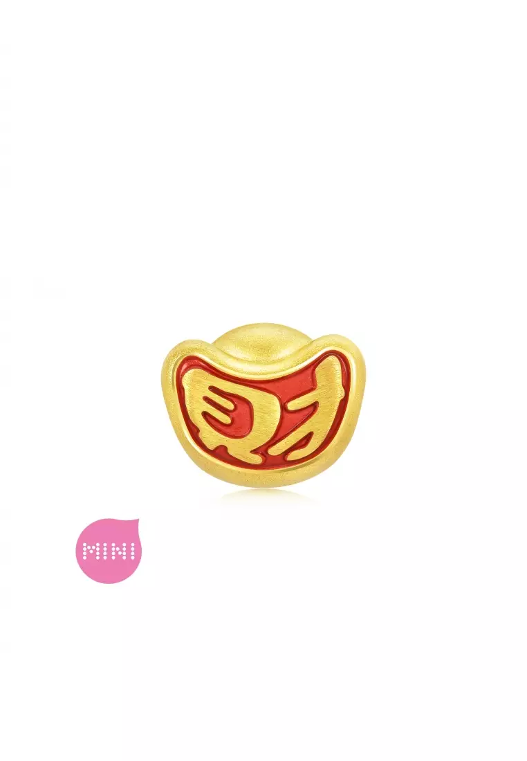 999 24K Solid Gold YuanBao Mini Charm Blessing 92981C (Bracelet not included)