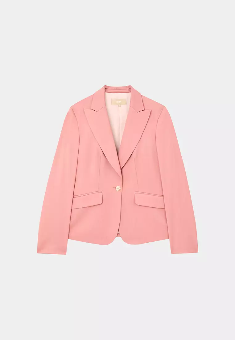 粉橘色劍領適中版西裝外套