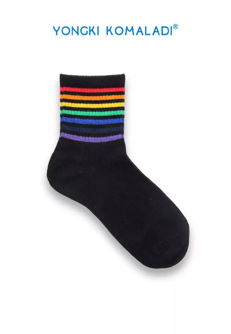 YONGKI KOMALADI KAOS KAKI MOTIF STRIPE OLDSCHOOL SOCK02 HITAM