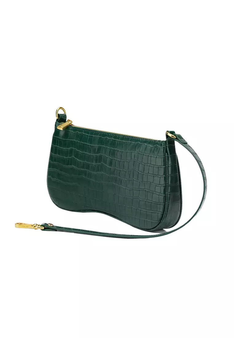 JW Pei Eva Shoulder Bag - Dark Green Croc
