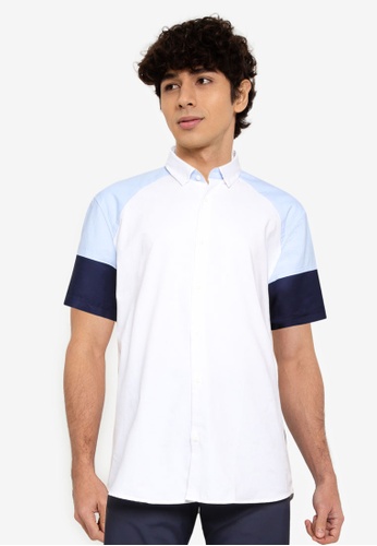 G2000 white Smart Fit Colourblock Oxford Shirt 6AC15AACDDCB22GS_1