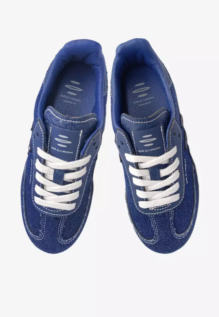 Dr Cardin The Origin: Heritage Collection Kids Laced-Up Sneaker K-RJ-100 | Denim/Faux Suede/Leather