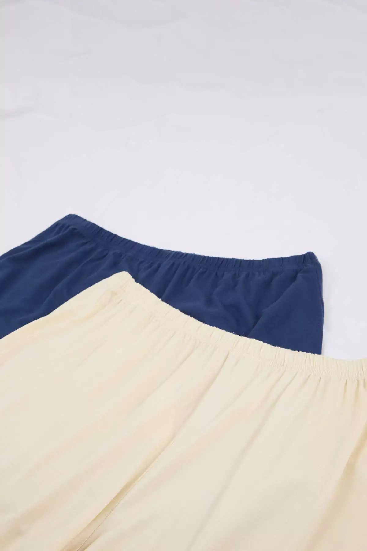 Navy Blue-Ecru Piped Viscose Soft-Keyed 2-Pack Plus Size Pajama Bottoms Tbbss26Ia00006