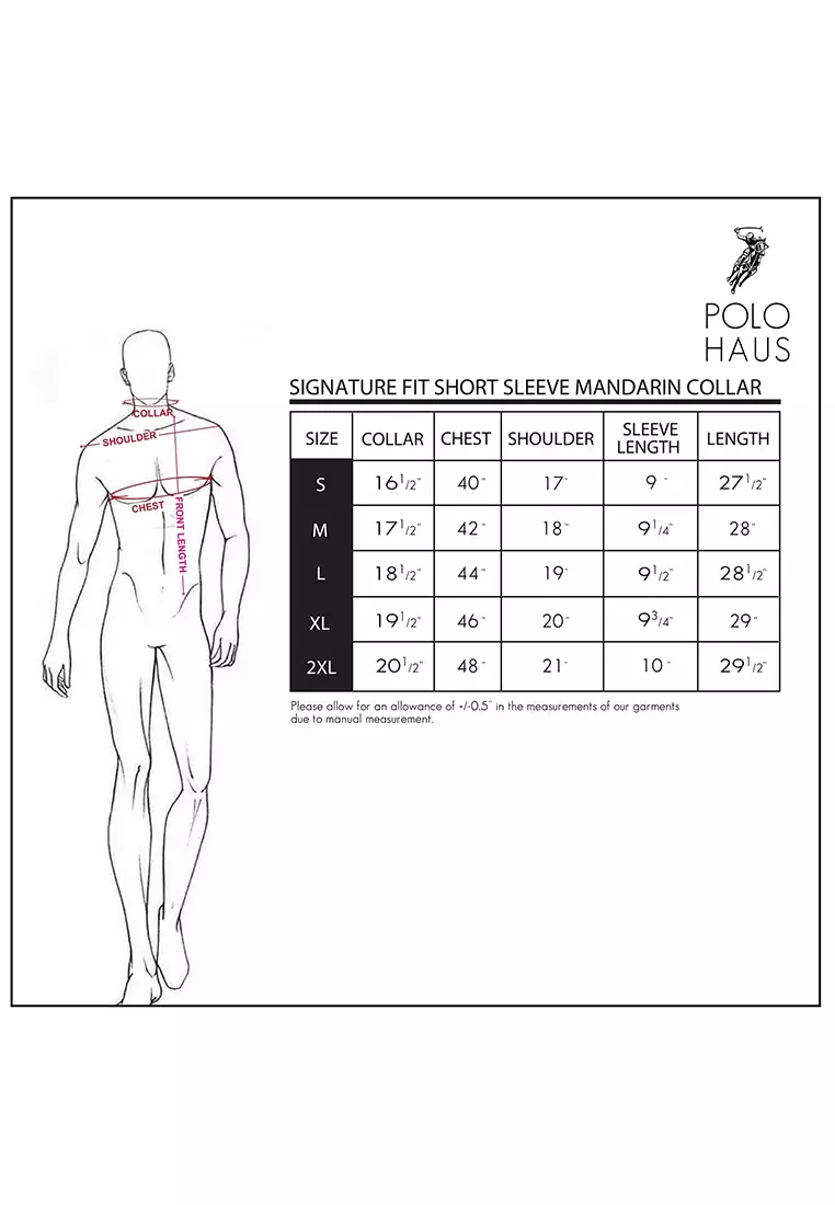 Polo Haus - Men’s Cotton Mix Signature Fit Mandarin Collar Short Sleeve MBSSE003