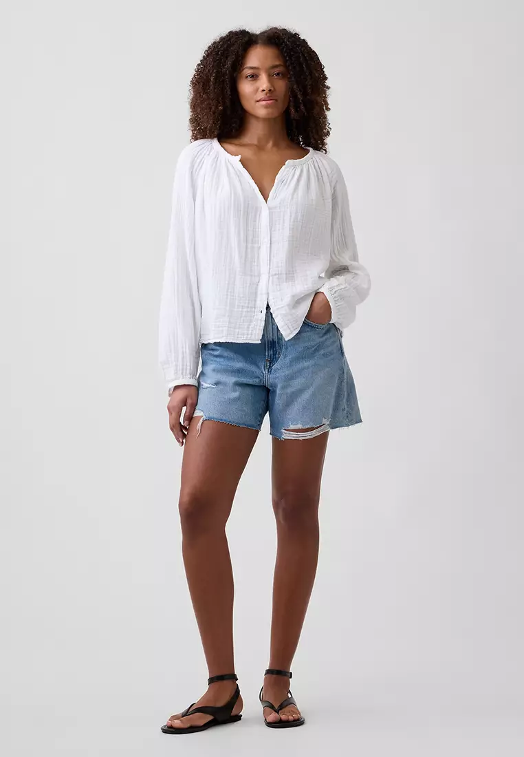 Buy GAP Gauze Button Through Blouse 2026 Online | ZALORA