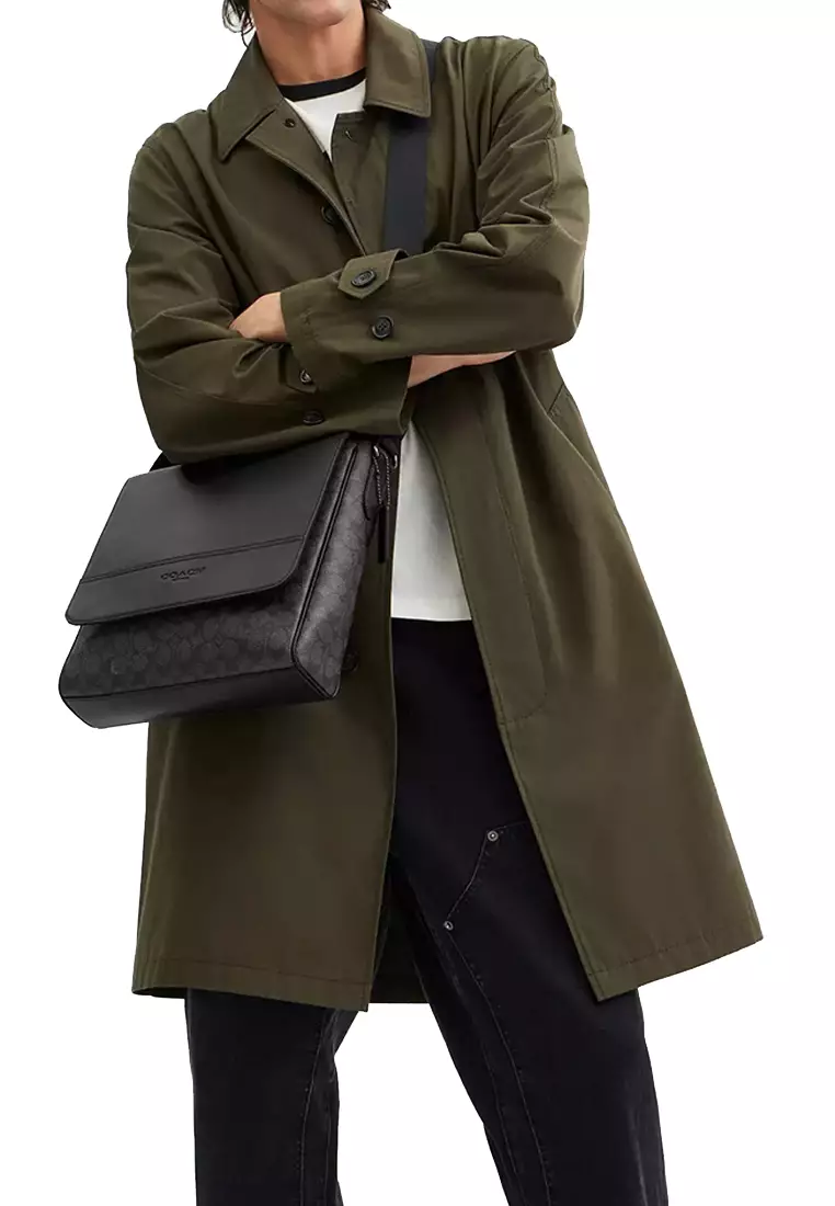 Houston Map Bag In Signature Canvas in Charcoal/ Black CZ399