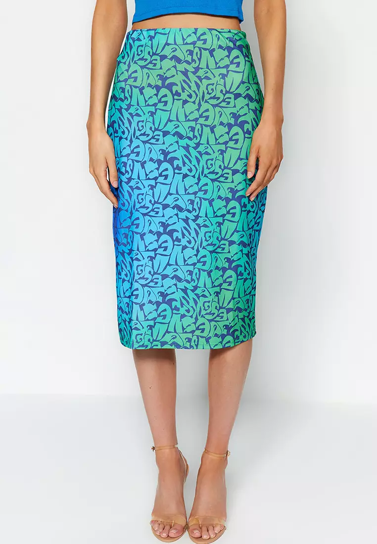 Turquoise sequin 2024 pencil skirt