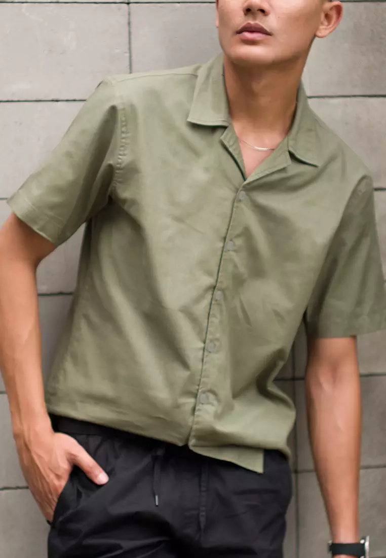 Kemeja pendek pantai OXCON summer shirt Palm Green