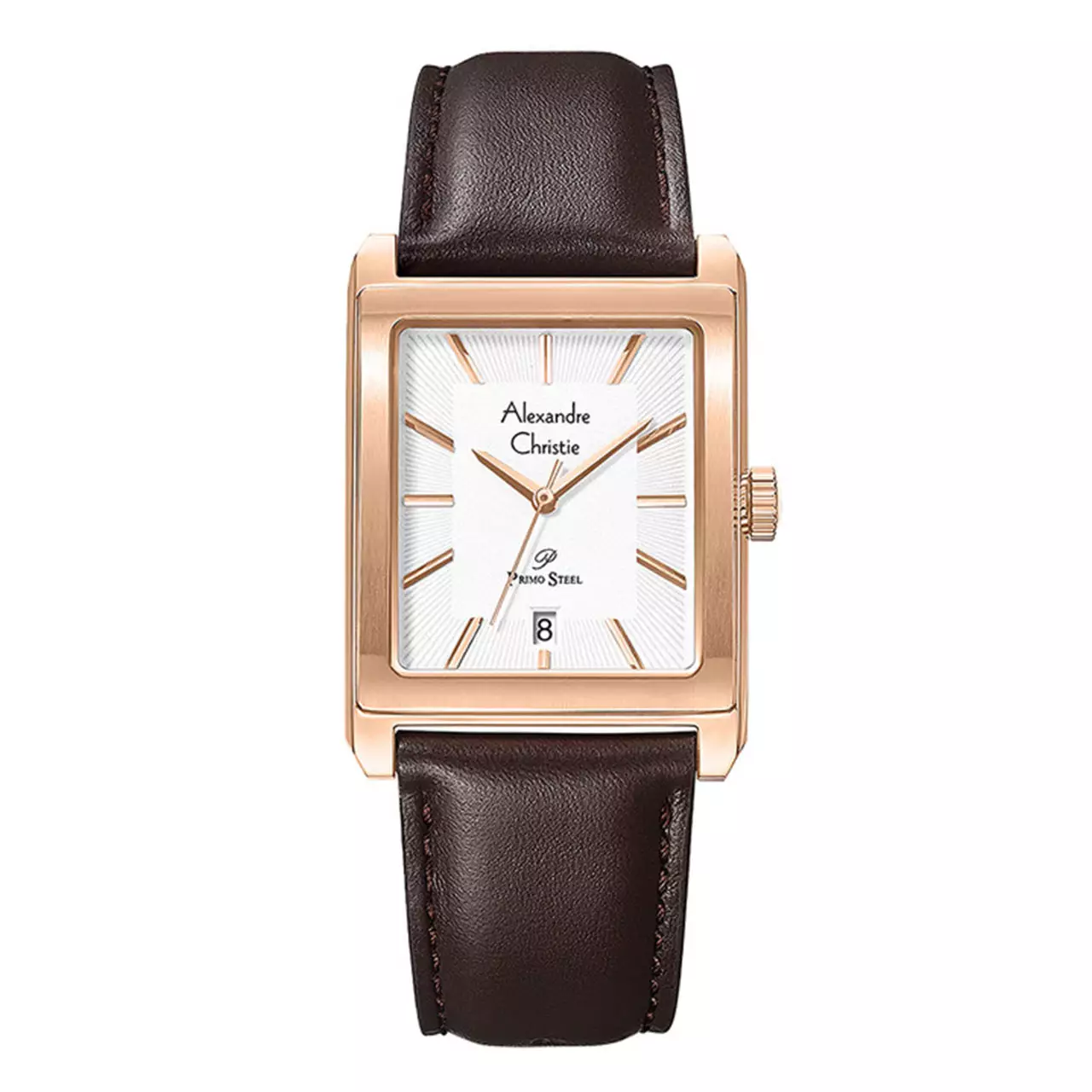 Alexandre Christie Jam Tangan Pria - Brown Rosegold - Leather Strap - 1039 MDLRGSL