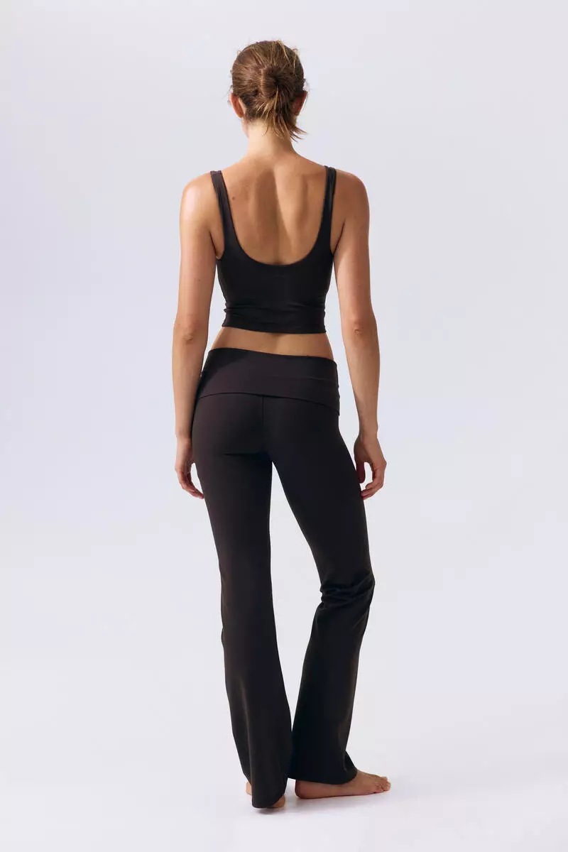 Fold-over Flared sports leggings with Lycra®