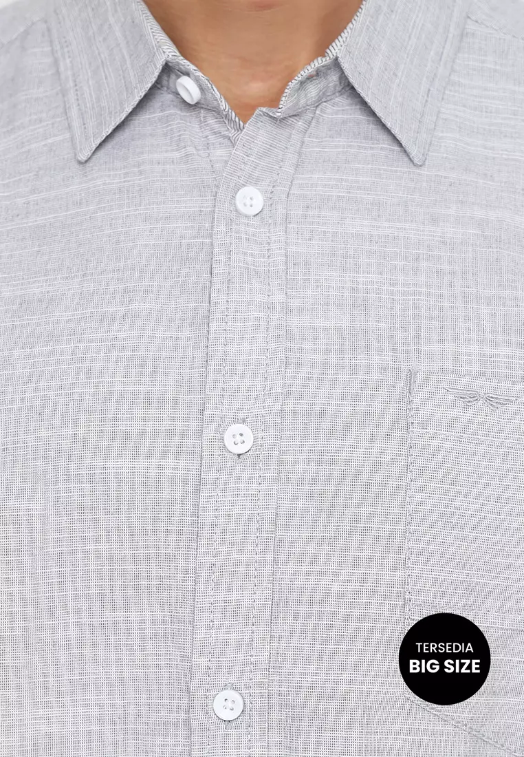 RBJ Kemeja Polos Cotton Abu Regular Fit Big Size