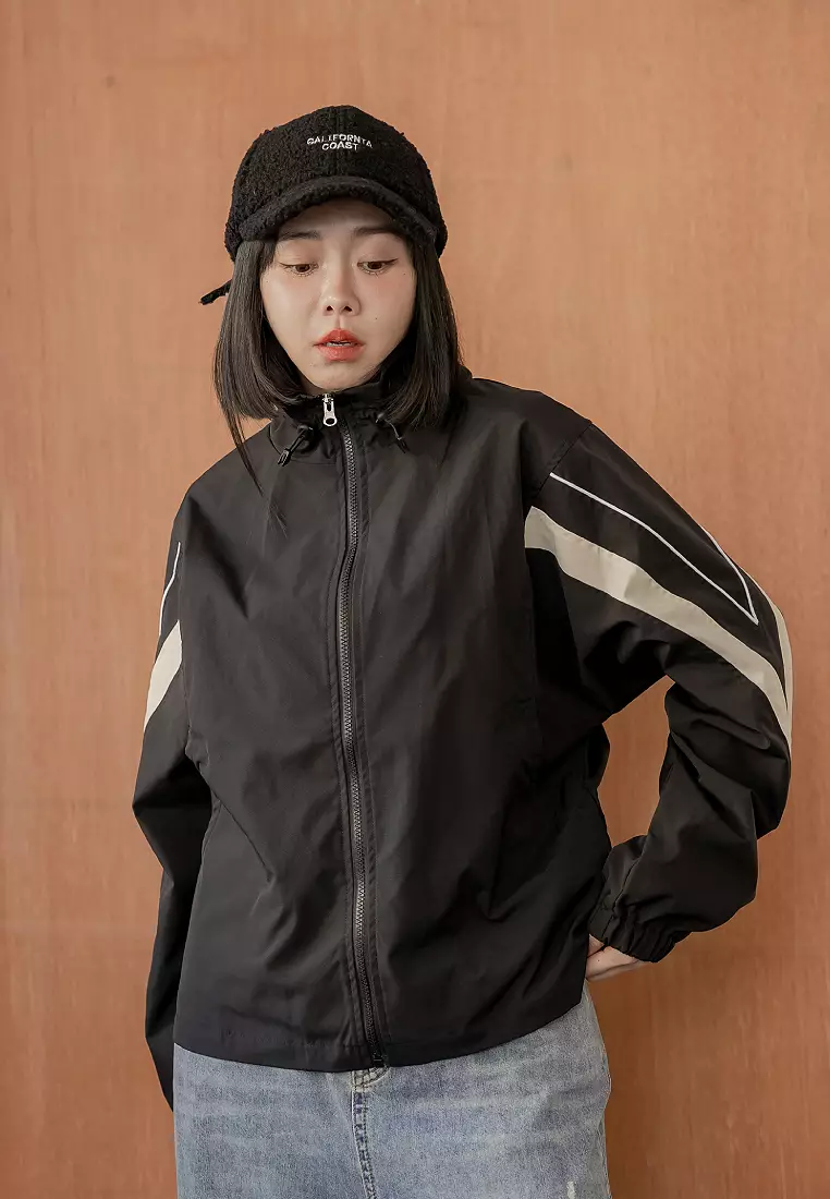 Buy OBSTYLE High-Neck Zip-Up Drawstring Jacket [EA3878] 2026 Online ...