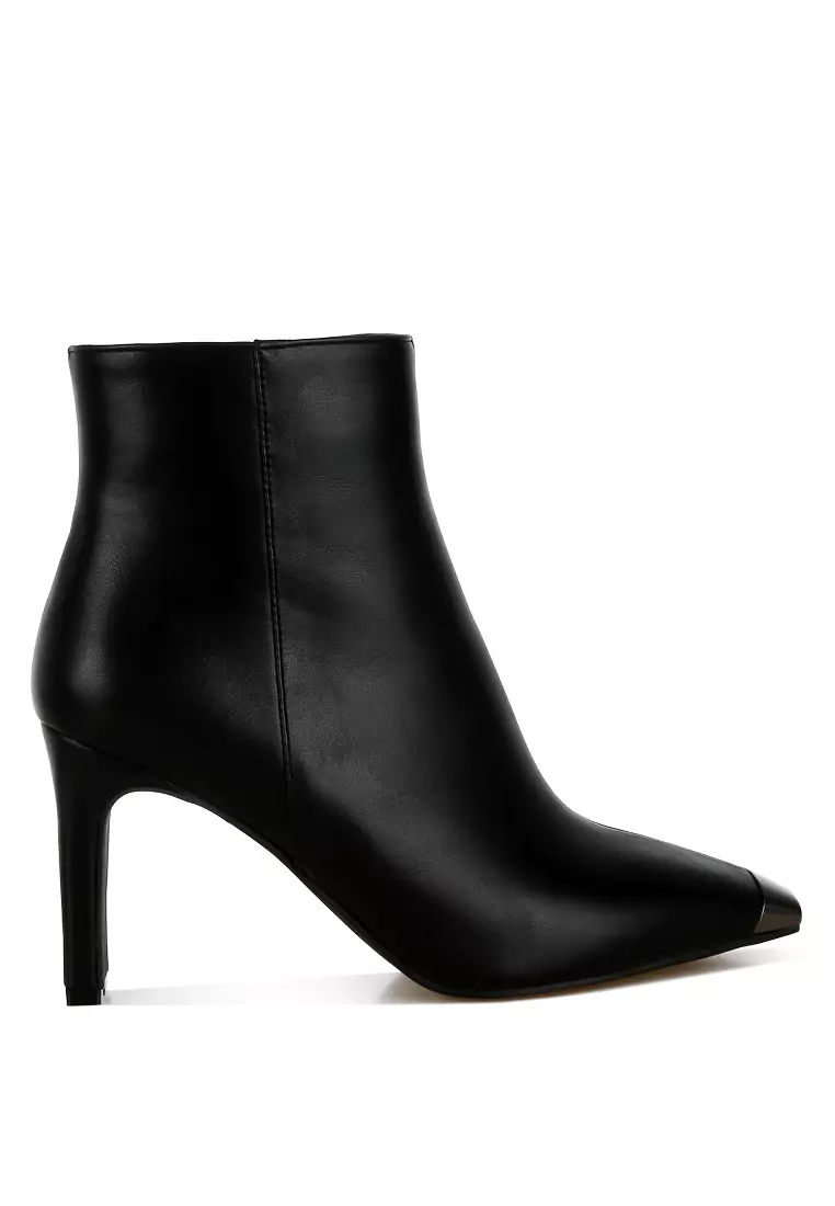 Discount on London Rag  shoes - SKU: Metallic Cap Toe Faux Leather Boots in Black