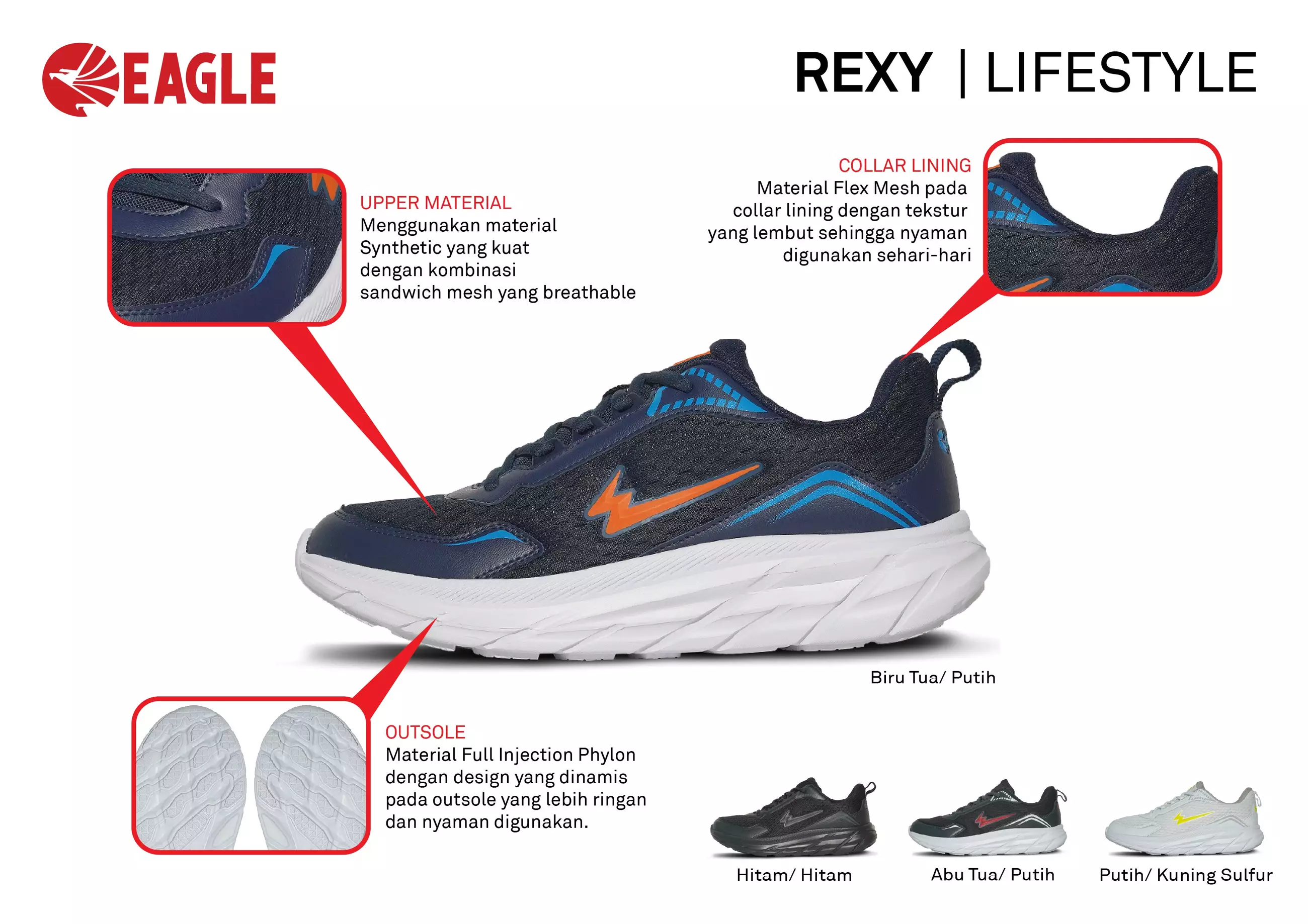 Eagle Sepatu Sneakers Lifestyle Rexy - HITAM/HITAM