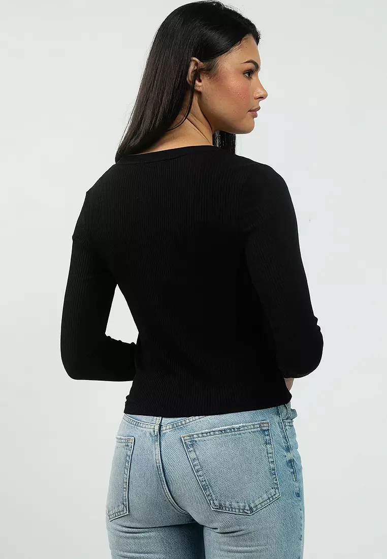 Ribbed Baby Fox Long Sleeve T-Shirt