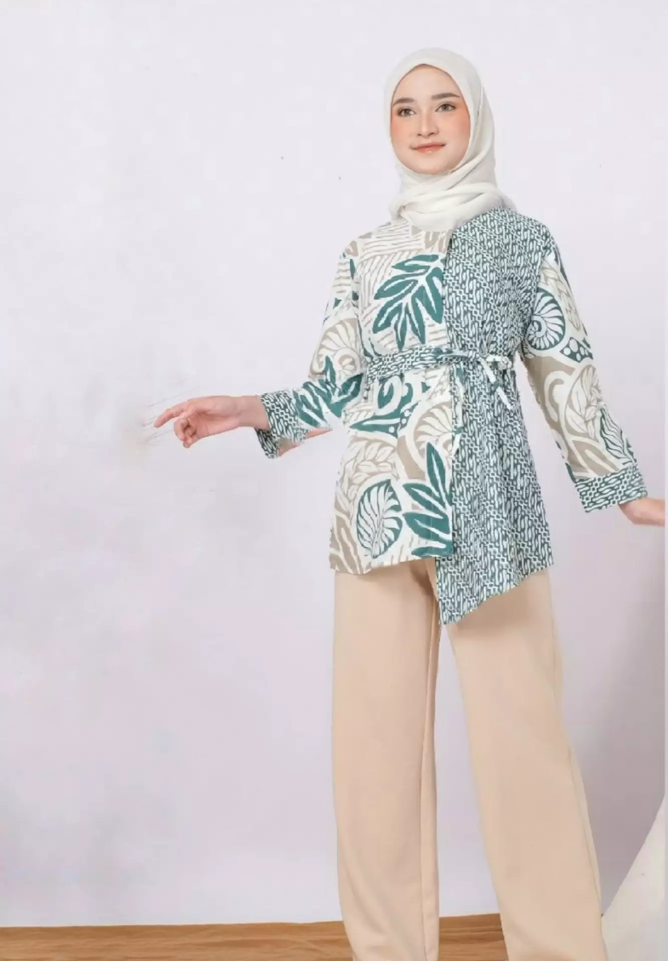 Devita  Hijau Tosca Blouse Batik Premium Elegant SD