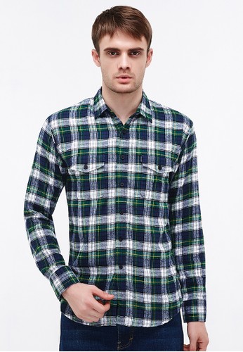 Jual Screenplay Kemeja Flanel Frisco White Green Original Zalora Indonesia