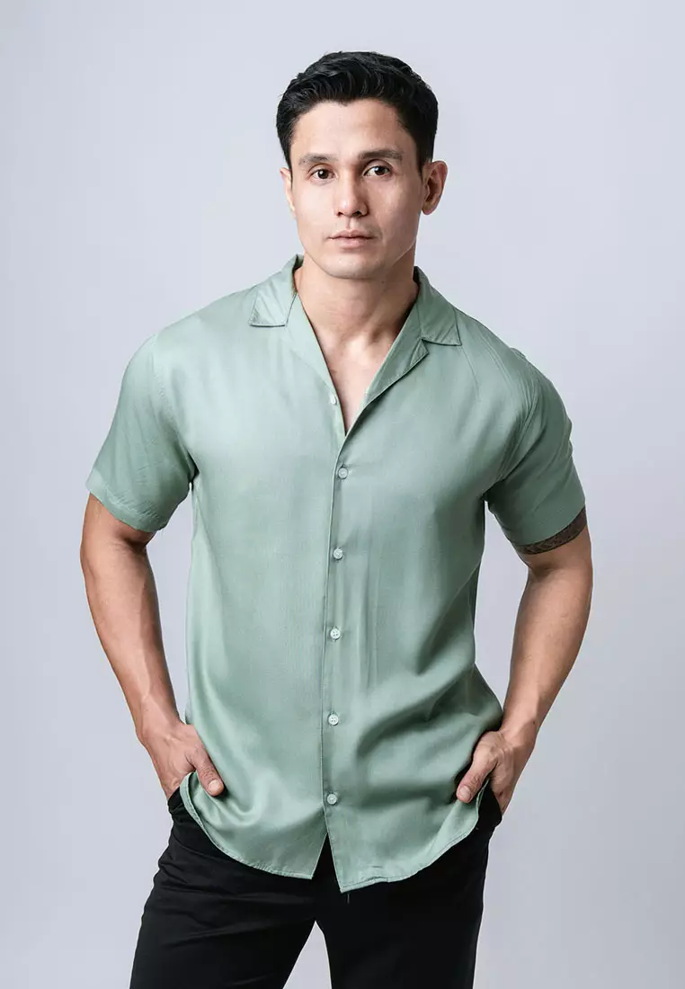 Cuban Viscose Light Sage Green Casual Shirt