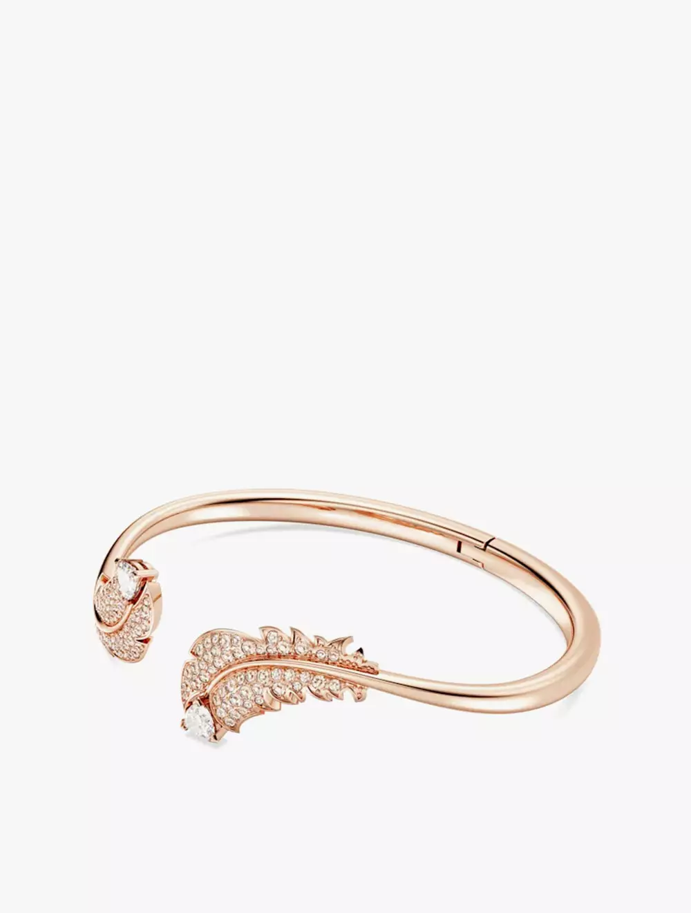 Nice Bangle, Feather, White, Rose Gold-Tone Plated - M - White